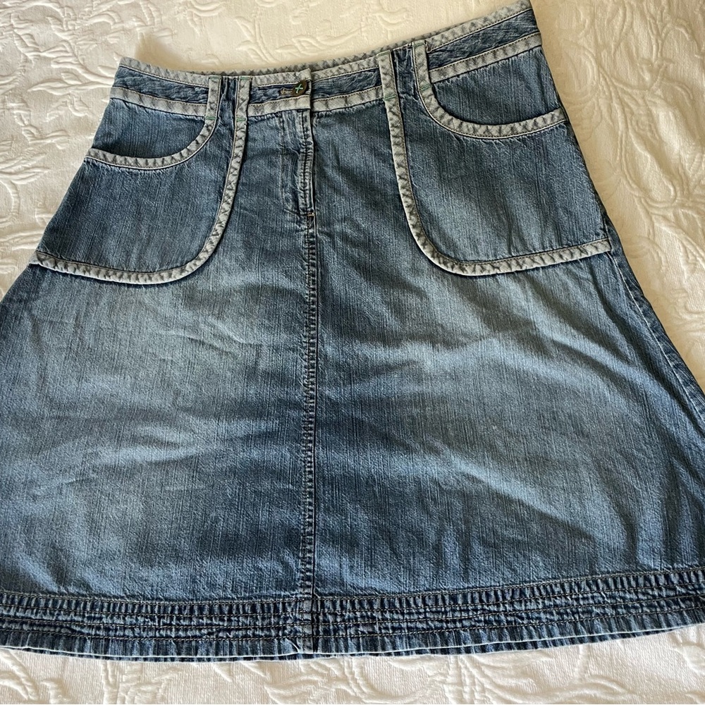 Sigrid Olsen Blue Denim A-Line Skirt